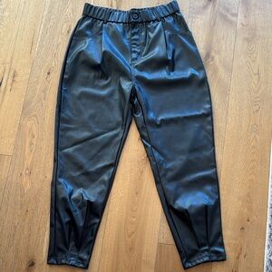 Shinestar Women's Black Faux Leather Trousers